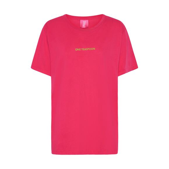 ONE TEASPOON Pink Glo One Teaspoon Logo Organic Unisex Tee Shirt NWT Size XS - Picture 2 of 7